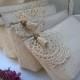 Set of 3 - bridesmaid clutch wedding gift linen boho purse beige cotton lace clutch Bridesmaid wedding Bohemian Personalized Gift