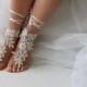 Beaded ivory lace wedding sandals, free shipping!