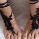 Beaded black, lace wedding sandals, free shipping!