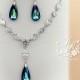 Wedding Necklace Earring Swarovski Bermuda Blue Crystal pendant Zirconia Rhinestone Necklace Earrings Wedding Jewelry Bridal Jewelry Sasa