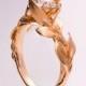 Leaves Engagement Ring No. 7 - 14K Rose Gold and Diamond engagement ring, engagement ring, leaf ring, 1ct diamond, antique, vintage