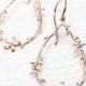 Twig And Flower Earrings Pink Gold Branch And Blossom Rose Gold Floral Hoops Bridal Jewelry Bridesmaids Gift Large Botanical Dangle Earrings