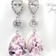 Soft Pink Bridal Earrings Blush Teardrop Bride Earrings Pastel Wedding Jewelry Swarovski Crystal Rosaline Wedding Earrings Bridesmaid Gift