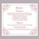 DIY Wedding Details Card Template Editable Text Word File Download Printable Details Card Wine Red Details Card Red Information Cards