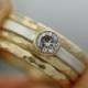 women's wedding ring set, stacking rings, modern engagement ring, gold and moissanite wedding band set, womens wedding ring,