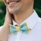 Bowtie Bow tie for men Embroidered bowtie Spa yellow colour Wedding in yellow blue Groom Groomsmen Noeud papillon homme Pretied bow ties