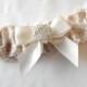 Wedding Garter Prom Garter Single IVORY WHITE ANTIQUE Ivory Lace on Satin Custom Color a Beautiful Pearl and Rhinestone Cluster Custom Color
