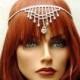 Silver Bohemian Bridal Headpiece Headband, Rhinestone Headpiece, Wedding Hair Accessories, Teardrop Headpiece