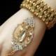 Gold Gatsby Bracelet, Wedding Jewelry, Bracelet with ring, Crystal Bracelet, 1920's Bracelet, Hand Chain Bracelet, Ring Bracelet