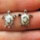 Opal Stud Earrings White Opal Earrings Sea Turtle Earrings Dainty Earrings Sterling Silver Stud Earrings