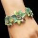 Turquoise Flower Bracelet, Crystal Bracelet, Silver Bracelet, Daisy Flower, Crystal Necklace, Turquoise Bracelet, Turquoise Necklace