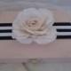 Black White Blush Wedding Ring BOx with a Blush Rose HIS HERS Divided ring Pillow