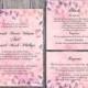 DIY Rustic Wedding Invitation Template Set Editable Word File Download Printable Vintage Invitation Pink Invitation Leaf Floral Invitation