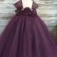 Free Shipping  to USA Custom Made Cap Sleeve Eggplant Tutu Dress-Egggplant Flower Girls Available in Sizes Newborn  to 14 years old
