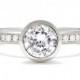Anne Sportun Bezel-Set Engagement Ring With Pave Diamond Band