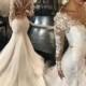 Galia Lahav Mermaid Wedding Dresses Sexy Vestido De Novia 2016 Plus Size Lace Long Sleeves See Through Back Chapel Train Bridal Gowns