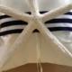 Nautical Starfish Preppy Navy Stripe Grosgrain Wedding Ring Bearer Pillow