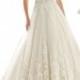 V-Neck Lace Applique Empire Chapel Train Wedding Dress