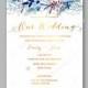 Floral wedding invitation with winter christmas wreath. Merry Christmas and Happy New Year Card