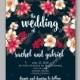 Wedding card or invitation with abstract floral background.