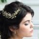 Bridal Headpiece, Gold Leaf Headband, Pearl Bridal Headband,Wedding Hair Accessories,Grecian Hair Wreath,Floral Wedding Hair,leaf hair vine 