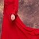Elegant  red maxi dress with full lenght sleeves/ Long red bridesmaid dress/ Red evening formal dress/ Evening dress long/ Red party dress