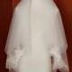 2 Tier Bridal Veil, Lace Fingertip Veil,  Alencon Lace Veil, Ivory Wedding Lace Veil