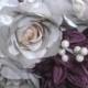 Silver Metallic Rose Silk Bridal Bouquet, Silk Flower Bouquet, Dahlia, Boutonniere, Wedding Bouquet