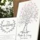 Wedding guest book alternative, Hand Drawn Fingerprint Wedding Tree, Thumb Print Guest Book, Guest book fingerprint tree, Tree sketch art