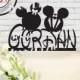 Surname, Last Name Mickey and Minnie Mouse Wedding Cake Topper  Made in USA
