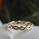 Solid 14kt Gold Interlocking Ring 14 kt Rose Yellow White Green Gold Thin slim Infinity Twist Wedding band braided woven unique 18kt 750