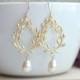 Laurel Wreath Earrings Cream Ivory Pearl Earrings Gold Chandelier Pearl Earrings Bridal Pearl Wedding Jewelry Bridal Earring Wreath Jewelry
