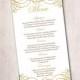 Gold Wedding Menu Card Template -  Wedding Reception Menu - Flourish Gold "Exquisite" Menu Printable Download - Formal Wedding Menu
