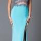 Sleeveless Aqua Blue Jersey Prom Dress from JVN by Jovani - Discount Evening Dresses 