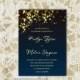 Navy Wedding Invitation Template, Gold Sparkles, Printable Wedding Invitation Design, Wedding Invite, Instant Download, Word, S-007