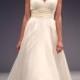Simple A-line Spaghetti Straps V-neck Buttons Lace Sweep/Brush Train Organza Wedding Dresses - Elegant Evening Dresses
