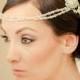 Pearl Crystal Bridal Drape Double Hair Comb - Forehead Boho Vintage