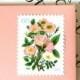 10 UNused Vintage Stamps Vintage Coral Flower Bouquet Postage Stamps For Wedding Invitations // Save The Date // Cards