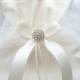 Wedding Ivory Money Bag, Bridal Dance Bag with Point d' Esprit Overlay, Net Lace Trim, Tulle and Satin Bows with Crystal - The ALISON