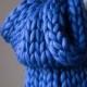Chunky knit Blanket. Knitted blanket. Merino Wool Blanket. . Extreme Knitting, blue blanket