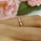 Art Deco Wedding Band, Delicate Ring, 1.5mm Stacking Ring, Engagement Ring, Man Made Diamond Simulants, Sterling Silver, Rose Gold Plated