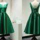 Modest Satin Emerald Green Bridesmaid Dress Short Custom/Elegant Tea Length Prom Dress Green/Wedding Party Dress/Homecoming Dress Short