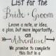Large Wood Sign - A Bucket List For The BRIDE And GROOM- Subway Sign - Farmhouse Sign