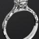 18k White Gold Tacori 57-2CU Sculpted Crescent Elevated Crown For Cushion Diamond Engagement Ring