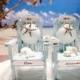 Beach Chair Wedding Cake Topper - Turquoise Beach Chair SET- Personalized