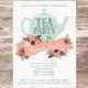 Printed Baby Shower Tea Party Invitation, Custom Personalized, Sprinkle Tea Party Shower, Bridal Shower Tea Party Invitation