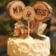 Rustic Wedding Cake Topper / Tree Slice Cake Topper /  Mr & Mrs