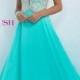 Embellished Illusion Bodice Floor Length Chiffon Dress by Blush - Discount Evening Dresses 