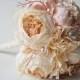 Peony Bridal Bouquet, Silk Wedding Flowers, Champagne Wedding Flowers, Vintage Wedding, Rustic Wedding Shabby Chic Wedding, Bride Bridesmade