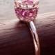 Morganite Crown Solitaire Rose Gold Engagement Ring Vintage / Antique Style Basket with Rubies / Pink Sapphire 14k